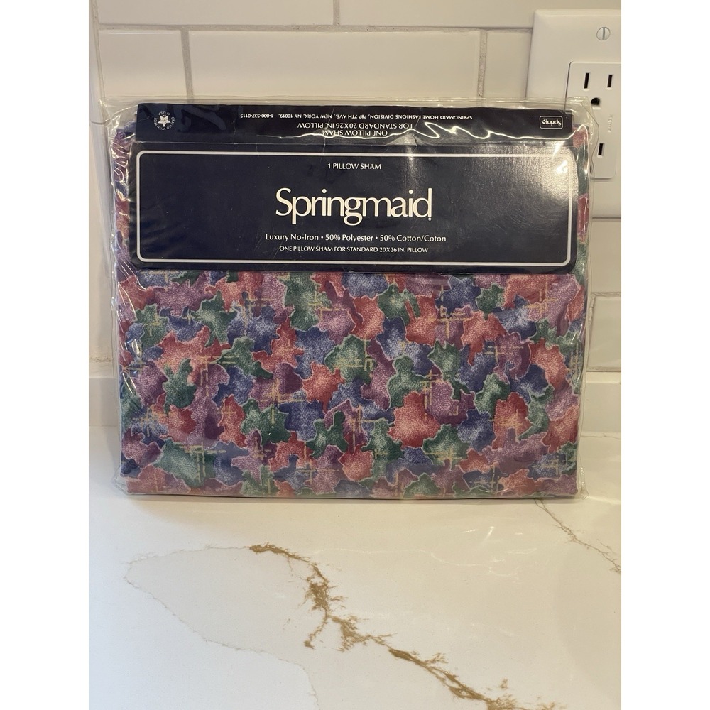 Vintage Springmaid Spring Jewel Single Pillow‎ Sham Standard No Iron 1990s New